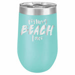 Resting Beach Face Stemless Wine Glass